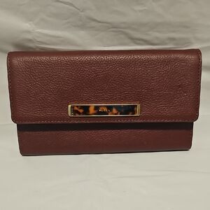 Fossil Dark Brown Leather Wallet with Gold Accent